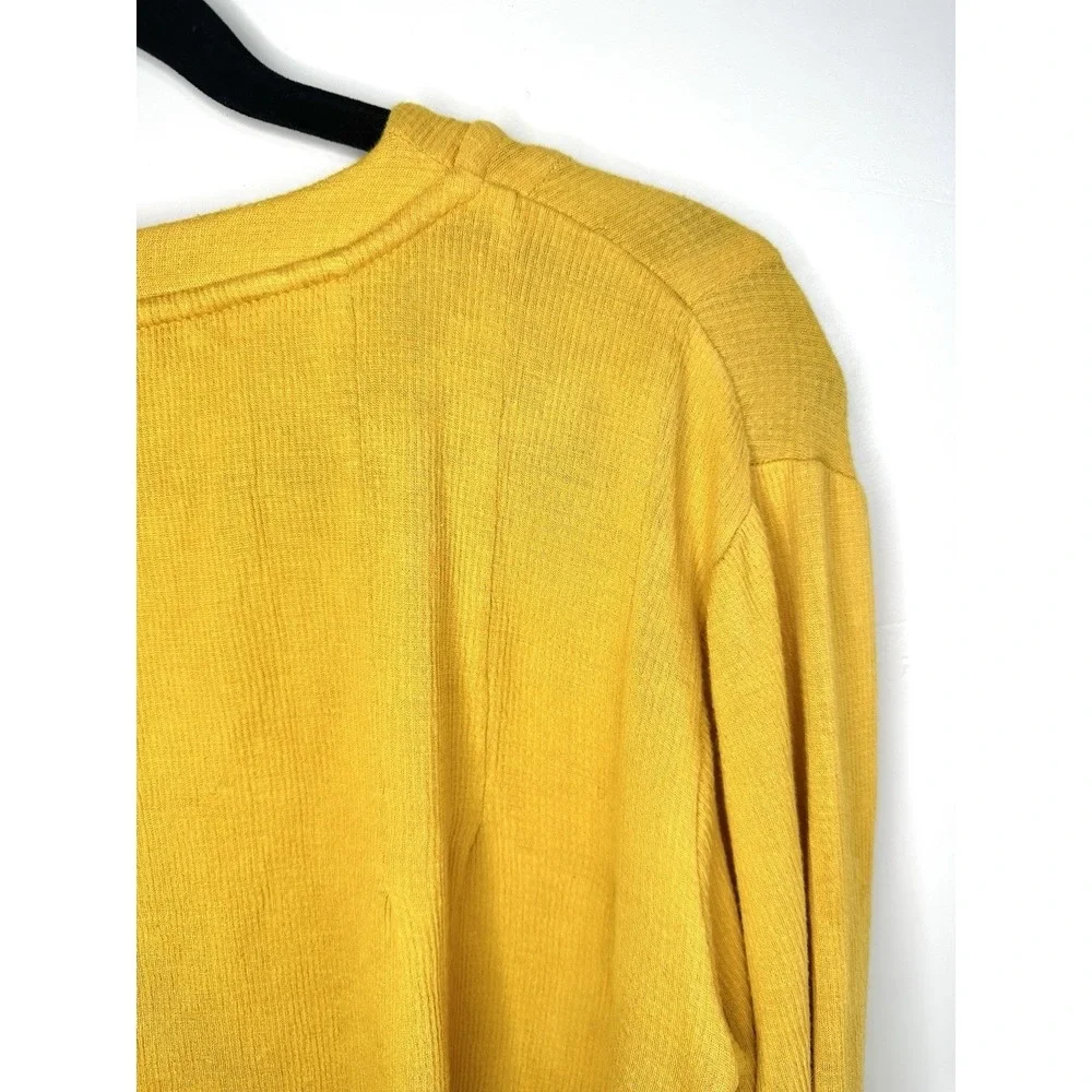Free People Summer Struttin Mini Dress Golden Yellow Henley Waffle Ruffle Medium